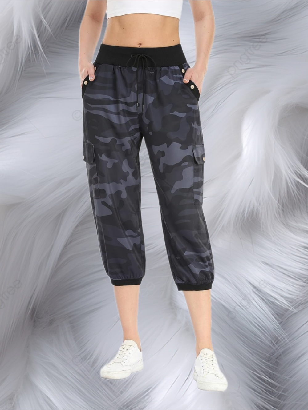 Camouflage Cargo Capri Joggers